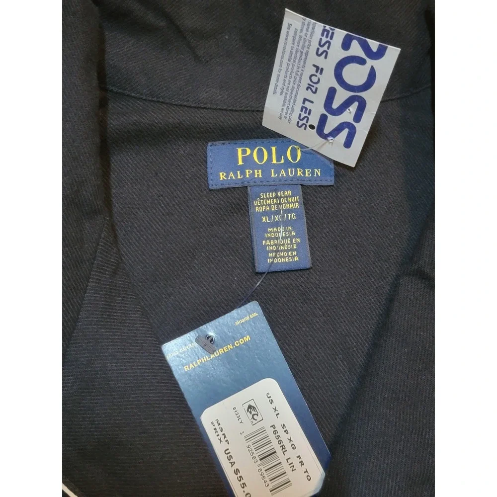 Polo Ralph Lauren Mens XL Pajama Top Sleep Shirt Black Long Sleeve New‎